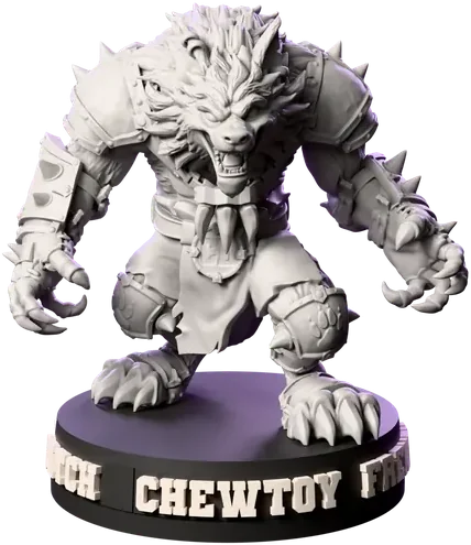 Chewtoy the werewolf on his own star base, CHEWTOY lettered on the rim